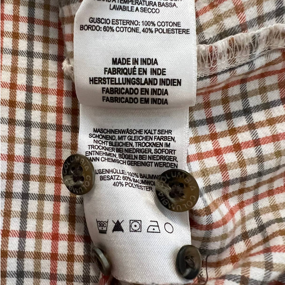 Columbia Men's Button-Down Shirt in Orange Green Tan Plaid River Lodge Size XL - Picture 6 of 6